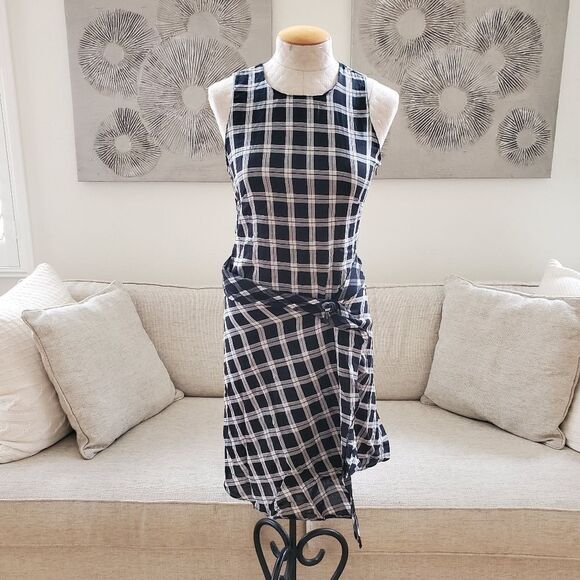 ✨ RAG & BONE ✨ Brighton Plaid Tank Wrap Skirt Dress - [XS, Black & White] - Picture 3 of 16